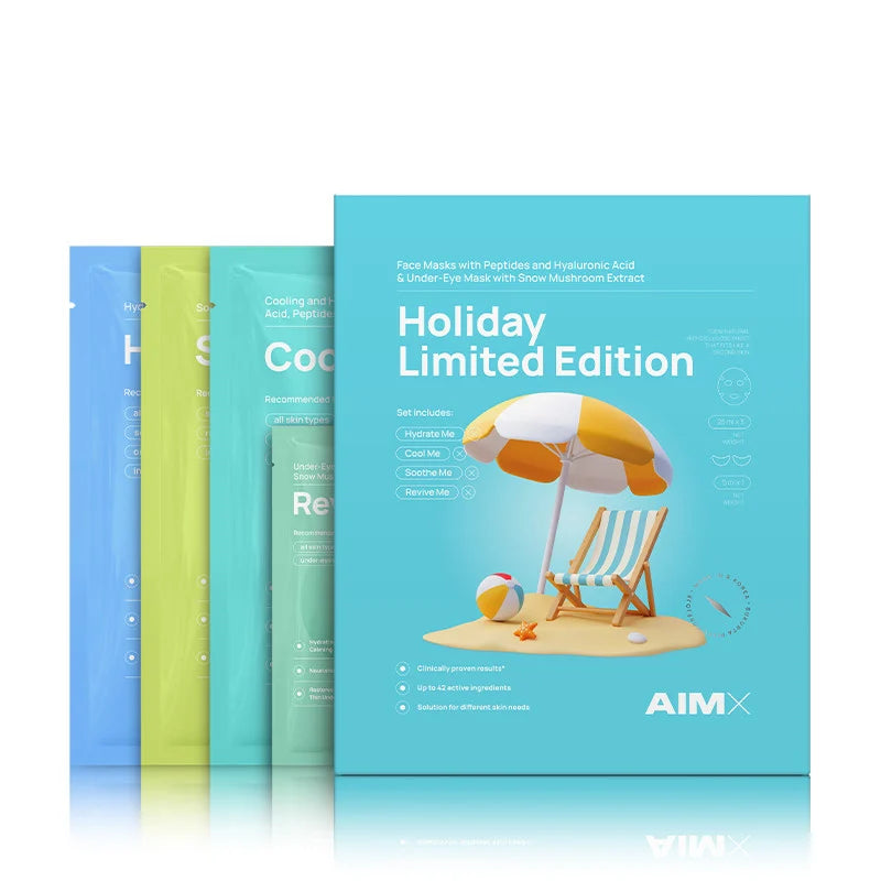 Lakštinių kaukių rinkinys "Holiday Limited Edition", AIMX, 4vnt.